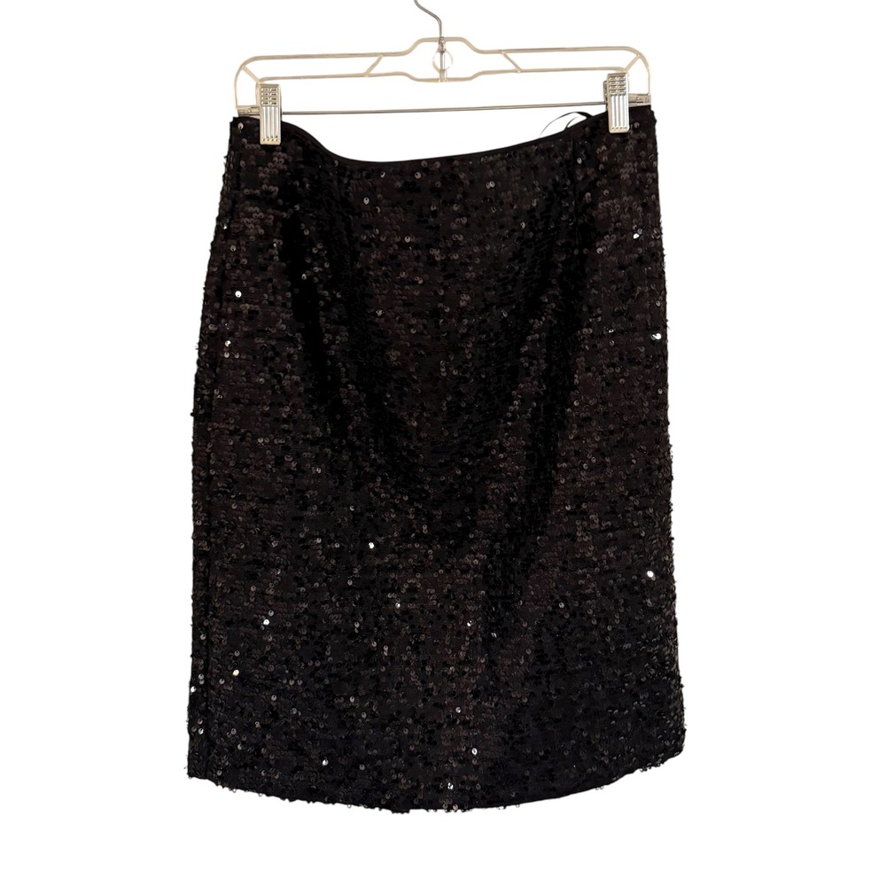 Sparkle Sequin Pencil Skirt Black Size L Midi Elegant Evening‎ Party